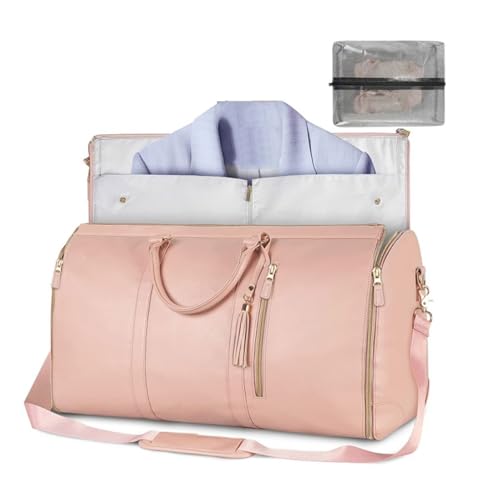 Awoyep Reisetasche Foldybag, Reisetasche Faltbar, Faltbare Reisetasche, Reisetasche Kleidersack, Carry On Garment Duffle Bag, Reisetasche Aufklappbar, Umwandelbarer Handgepäck(Pink2) von Awoyep