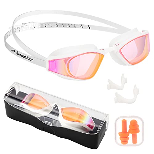 Schwimmbrille Polarisiert, Awroutdoor Swimming Goggles for Men Women, Schwimmbrille Antibeschlag Damen Herren Profi,Wasserbrille Erwachsene mit Dioptrien,Sehstärke Swim Glasses Klar UV-Schutz Anti-fog von Awroutdoor