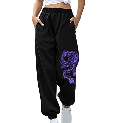 Awrvia Gefütterte Jogginghose Damen Lang Fleecehose Warme Lässige Trainingshose Baumwolle Sporthose Thermo Fleece Laufhose mit Kordelzug Taschen Sweatpants High Waist Freizeithose Winterlauf Hose von Awrvia