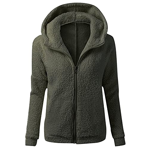 Awrvia Hoodie Damen Oversize Mantel Winter Plüschjacke Langarm Wintermantel Warm Cardigan Full Zip Kapuzenpullover Freizeit Sweatshirt mit Kapuze Strickjacke Vintage Kapuzenjacke mit Taschen von Awrvia