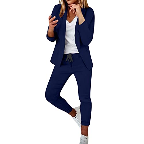 Awrvia Hosenanzüge für Damen Blazer 2-teilig Anzugjacke Karo Einfarbig Anzug Set Slimfit Festlich Damenanzug Sportlich Streetwear Elegant Freizeitmantel Business Mode Mantel Rave Oberbekleidung von Awrvia