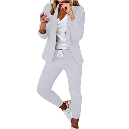 Awrvia Hosenanzüge für Damen Blazer 2-teilig Anzugjacke Karo Einfarbig Anzug Set Slimfit Festlich Damenanzug Sportlich Streetwear Elegant Freizeitmantel Business Mode Mantel Rave Oberbekleidung von Awrvia