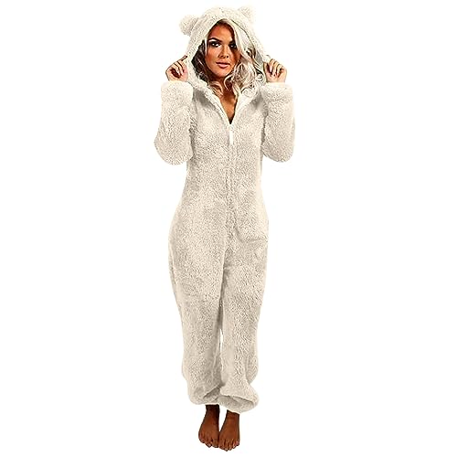 Awrvia Jumpsuit Damen Große Größe Overall Teddy Fleece Einteiler Onesie Lang Bequemer Pyjama Flauschig Plüsch Hausanzug Anzug Warm Schlafanzug Flauschig und Kuschelig Hooded mit Ohren Loungewear Awrvia Jumpsuit Damen Große Größe Overall Teddy Fleece Einteiler Onesie Lang Bequemer Pyjama Flauschig Plüsch Hausanzug Anzug Warm Schlafanzug Flauschig und Kuschelig Hooded mit Ohren Loungewear von Awrvia