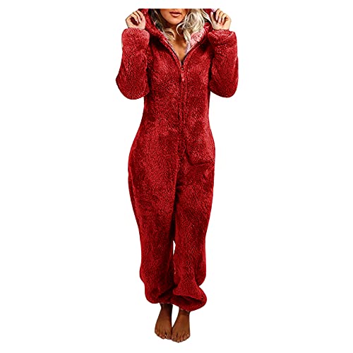 Awrvia Jumpsuit Damen Winter Overall Teddy Fleece Einteiler Onesie Warm Elegant Schlafanzug Kuschelig Lang Pyjama Flauschig Weich Hausanzug mit Kapuze Reißverschluss Schlafoverall Lässig Homewear Awrvia Jumpsuit Damen Winter Overall Teddy Fleece Einteiler Onesie Warm Elegant Schlafanzug Kuschelig Lang Pyjama Flauschig Weich Hausanzug mit Kapuze Reißverschluss Schlafoverall Lässig Homewear von Awrvia