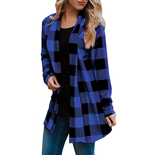 Awrvia Karierte Jacke Damen Langarm Kapuzenjacke mit Seitentaschen Freizeitmantel Baumwolle Mode Flanellhemd Weiches Casual Holzfällerhemd Button down Wintermantel für Herbst Übergangsjacke von Awrvia