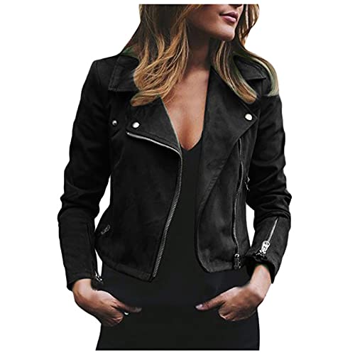 Awrvia Kunstlederjacke Damen Motorrad Oversized Jacke klassisch Bikerjacke Elegant Retro Lederjacke Reißverschluss Mantel Kurz Leicht Übergangsjacke Vegan Mode Windjacke Outdoor Mantel Awrvia Kunstlederjacke Damen Motorrad Oversized Jacke klassisch Bikerjacke Elegant Retro Lederjacke Reißverschluss Mantel Kurz Leicht Übergangsjacke Vegan Mode Windjacke Outdoor Mantel von Awrvia