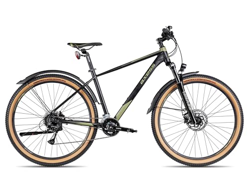 Axess KEEDO EQP 29 Zoll Mountainbike Herren 16 Gänge MTB Shimano hydraulische Scheibenbremse, Farbe:satinblack Olive, Rahmengröße:14 Zoll von Axess