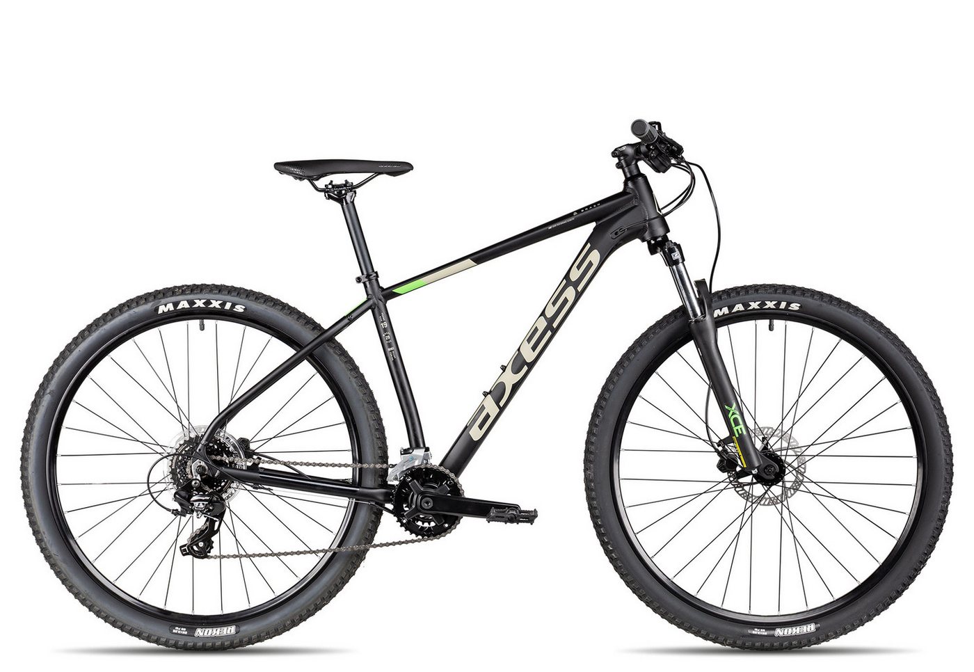 Axess Mountainbike BRASH, 16 Gang Shimano RD-TX800- 8 Schaltwerk, Kettenschaltung, MTB-Hardtail Herrenfahrrad 29 Zoll schwarz/grau von Axess