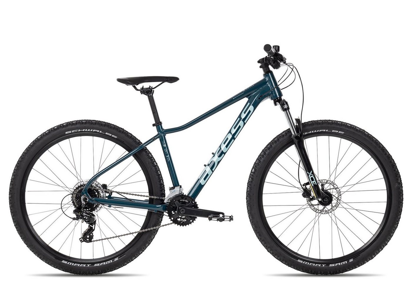 Axess Mountainbike DOREE, 16 Gang Shimano RD-TX800- 8 Schaltwerk, Kettenschaltung, MTB-Hardtail blau von Axess