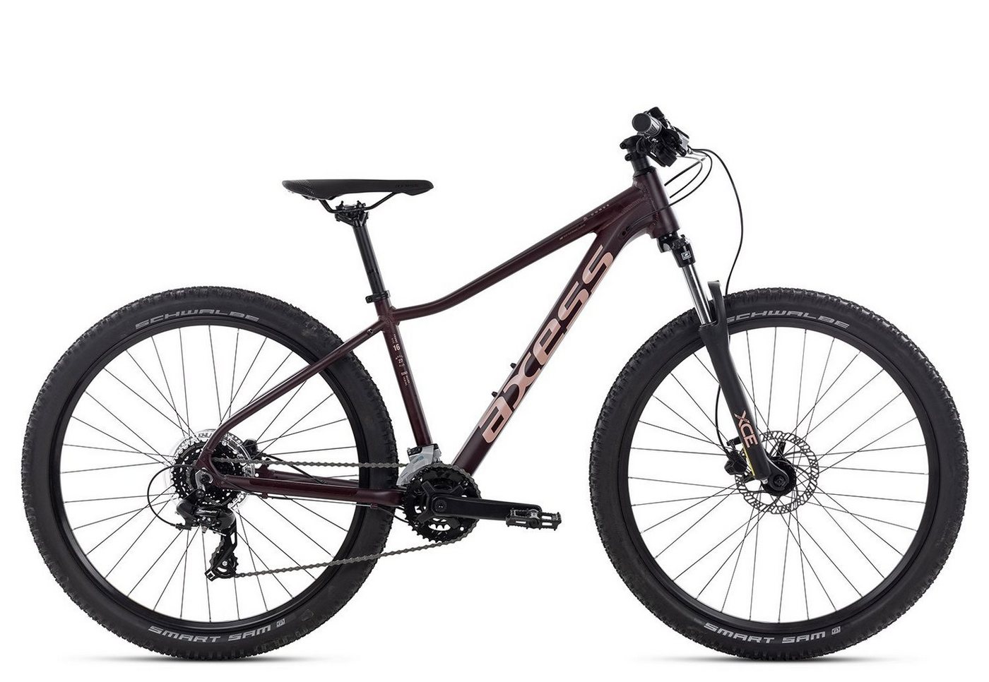 Axess Mountainbike DOREE, 16 Gang Shimano RD-TX800- 8 Schaltwerk, Kettenschaltung, MTB-Hardtail rot/orange von Axess