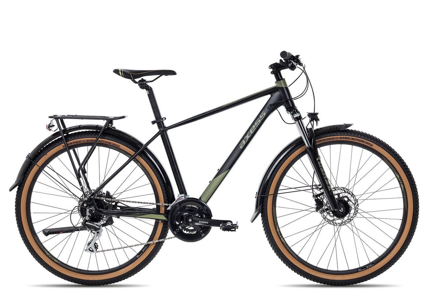 Axess Mountainbike KEEDO Street, 16 Gang Shimano Acera M3020 8 speed Schaltwerk, Kettenschaltung, MTB-Hardtail schwarz/grau von Axess