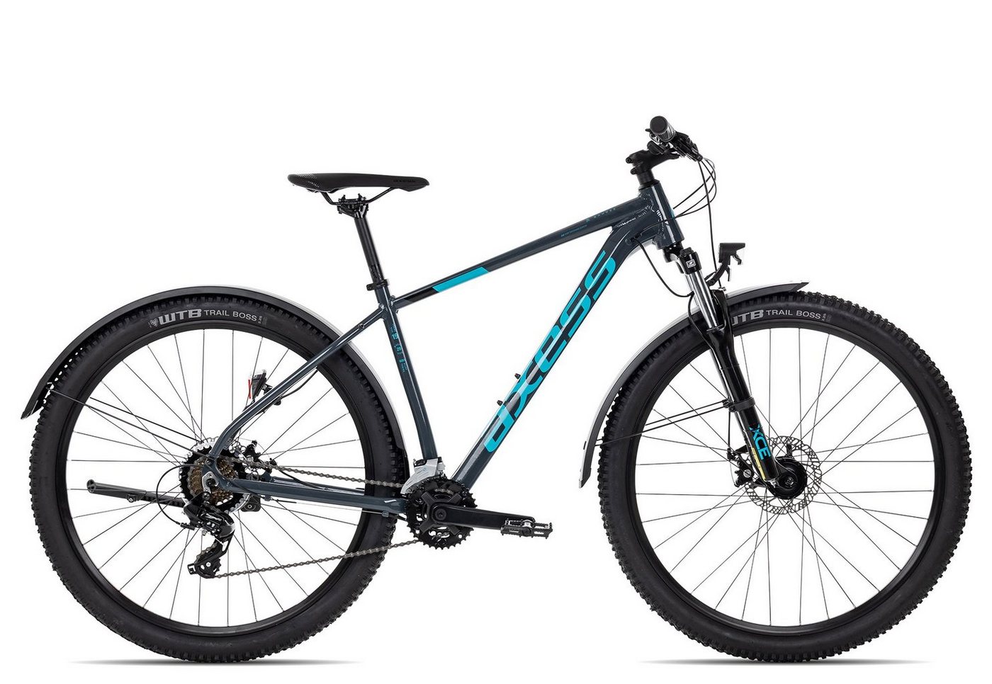 Axess Mountainbike SANDEE ATB, 14 Gang Shimano RD-TX800-7 Schaltwerk, Kettenschaltung, MTB-Hardtail schwarz/grau von Axess