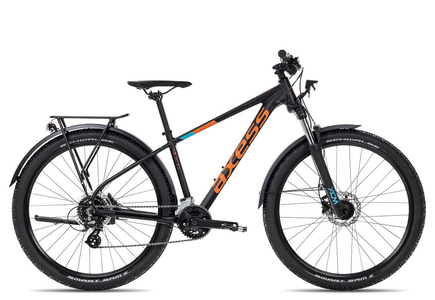 Axess Mountainbike SANDEE DX ATB, 16 Gang Shimano RD-M360 Acera-8 Schaltwerk, Kettenschaltung, MTB-Hardtail schwarz/grau von Axess