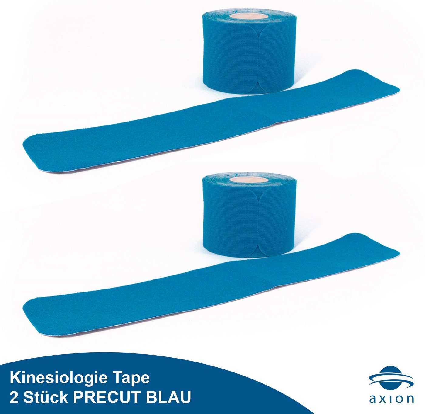 Axion Kinesiologie-Tape PRECUT, 20 vorgeschnittene Sport Tapes 25 x 5 cm - in blau (2-St) wasserfest • hautfreundlich • elastisch von Axion