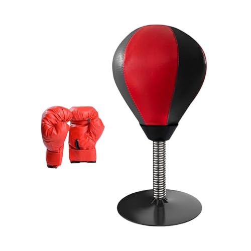 Aymzbd Desktop Boxsack, Punchingball, Geschenke, Lustiges Spielzeug mit Saugnapf, Boxsack, Speedball, Rot Schwarz von Aymzbd