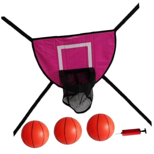 Aymzbd Mini-Trampolin Basketballkorb Trampolin-Zubehör für alle Altersgruppen Kinder Basketballkorb, mit DREI Bällen von Aymzbd