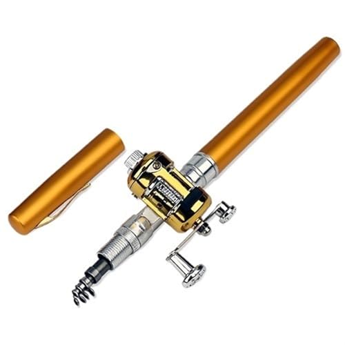 Kohlefaser Teleskop Angelrute Tragbare Taschen-Teleskop-Mini-Angelrute in Stiftform, gefaltete Angelrute Reise Angelrute(Color:Yellow) von Ayztantine
