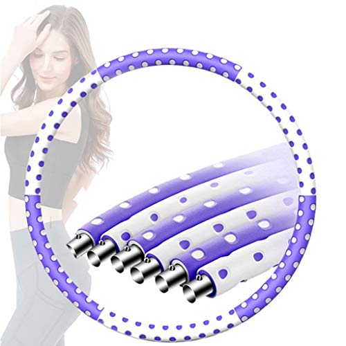 Azanaz Hula Hoop Reifen Erwachsene, Fitness Hoola Hoop zur Gewichtsreduktion und Massage, 6 Segmente Abnehmbarer Hullahub φ94CM,Lila & Weiß von Azanaz