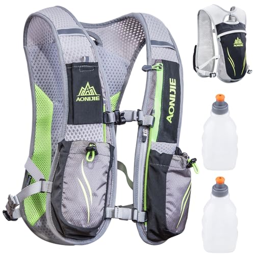 Azarxis Trinkrucksack 5L / 5.5L / 8L, Ultraleichter Laufrucksack, Trailrunning Rucksack, Hydrationspack für Laufen, Joggen, Wandern, Marathon (Grau (5.5L) - mit 2 Wasserflaschen (250ml)) Azarxis Trinkrucksack 5L / 5.5L / 8L, Ultraleichter Laufrucksack, Trailrunning Rucksack, Hydrationspack für Laufen, Joggen, Wandern, Marathon (Grau (5.5L) - mit 2 Wasserflaschen (250ml)) von Azarxis