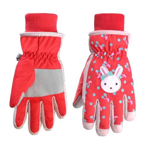 Azarxis Kinder Skihandschuhe, Winddichte Winterhandschuhe, Kalt Wetter Handschuhe für Junge und Mädchen (Rot, S (4-6 Jahre)) von Azarxis