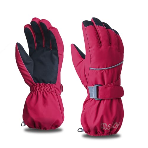 Azarxis Skihandschuhe für Kinder, Warme Winterhandschuhe, Winddichte Verdickt Handschuhe für Laufen Skifahren Wandern Snowboard (Rot, S (4-6 Jahre alt)) von Azarxis