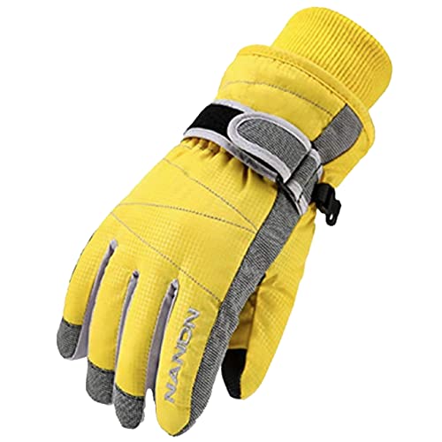 Azarxis Warme Handschuhe, Thermische Ski Snowboard Handschuhe, Winddich Winterhandschuhe für Damen und Herren (Gelb, S) von Azarxis