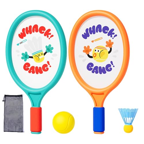 Badmintonschläger-Set, Kinder-Badmintonschläger,Kinder-Badmintonschläger - Robustes Badmintonschläger-Set, Kinder-Badminton-Set mit weichem Griff für Outdoor-Sportspiele von Aznever