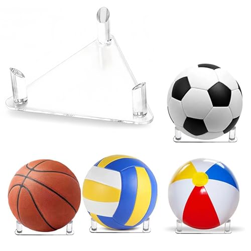 Azonelife Ballständer Halter, Acryl Fußballbälle Präsentationsständer, Transparent Ballhalter-Aufbewahrung Ständer Basketballhalter Ausstellungsstand für Volleyball Rugby Ball Fußball von Azonelife