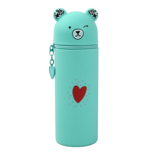 Federmäppchen Aus Weichem Silikon, Stand Up Pen Case Bear Style Weichem Silikon Kawaii, Bär Cup Pencil Case, Niedliches Stand-Federmäppchen Mäppchen, Schlampermäppchen für Studenten Mädchen (Grün) Federmäppchen Aus Weichem Silikon, Stand Up Pen Case Bear Style Weichem Silikon Kawaii, Bär Cup Pencil Case, Niedliches Stand-Federmäppchen Mäppchen, Schlampermäppchen für Studenten Mädchen (Grün) von Azonelife
