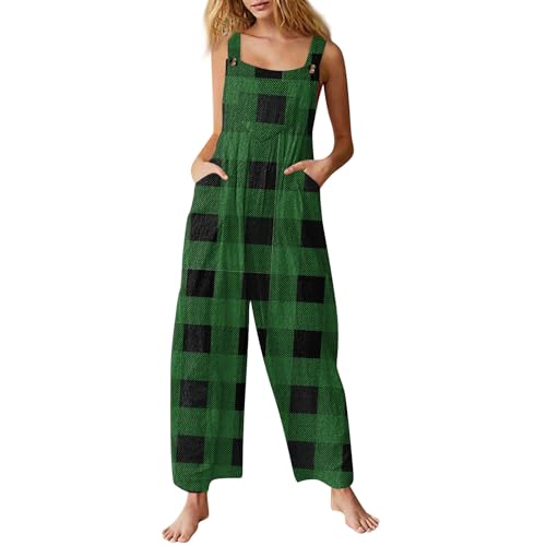 Angebote, Hosenanzug Damen Elegant Zweiteiler Damen Jumpsuit Damen Overall Ärmellos Leicht Und Luftig Latzhose Elegant Schick Sommerhose Turnanzug Damen Schlafanzug Damen Kuschelig(A01 Green,Xxl) von Azruma