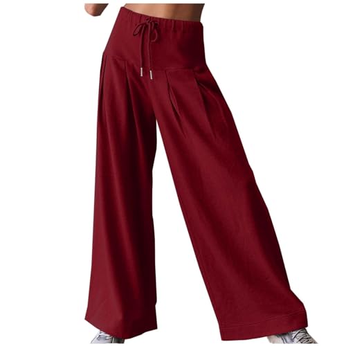 Angebote Des Tages Heute Blitzangebote, Damen High Waist Weites Bein Hose Damen Baggy Jeans Y2K High Waist Stretch Denim Hosen Weites Bein Jeanshosen Mädchen Streetwear Hosen Goldene Hose(Wein,L) von Azruma