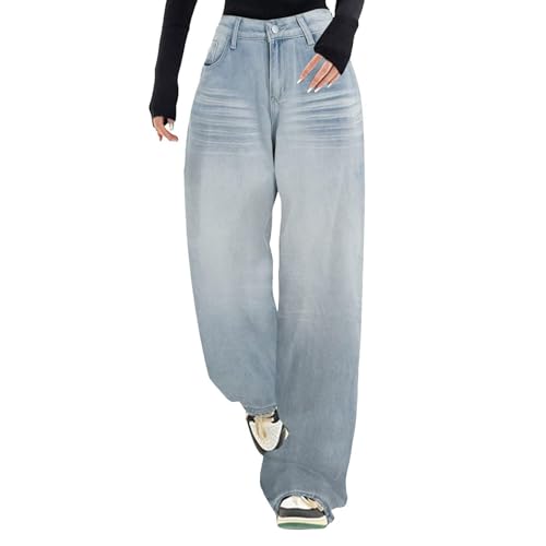 Angebote Des Tages Heute Blitzangebote, Wide Leg Weites Bein Hose Y2K Weite Hose Palazzo Pants High Waist Weite Hosen Mit Taschen Elegant Damenhose Schwarze Hose Damen Hose Grün(A06 Light Blue,Xl) von Azruma