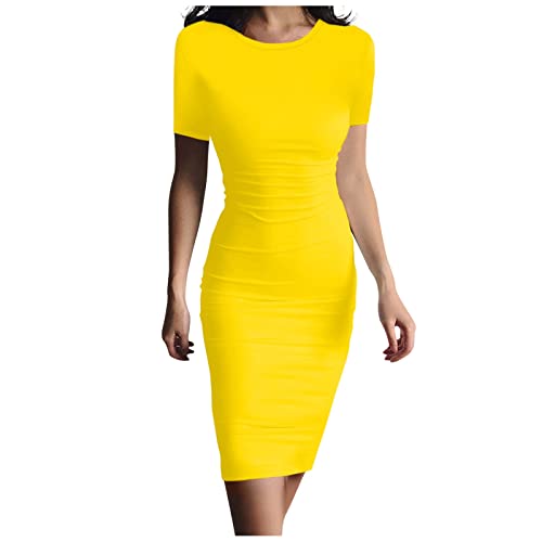 Azruma Blusenkleid Damen Klamotten Party Kleid Damen Leggings Damen Slim Fit Rundhals Kurzarm Mini Kleid Elegant Kurz Bleistiftkleid Sommer Einfarbig Party HüFtkleid( Gelb , S Azruma Blusenkleid Damen Klamotten Party Kleid Damen Leggings Damen Slim Fit Rundhals Kurzarm Mini Kleid Elegant Kurz Bleistiftkleid Sommer Einfarbig Party HüFtkleid( Gelb , S von Azruma