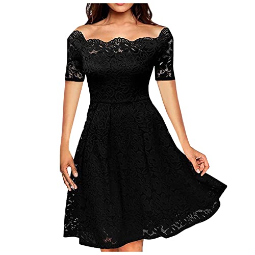 Azruma Damen Partykleid Lässige Einfarbig Hohle Spitze Kurzarm Square Neck Schwingen Kleid Mode Swing Kleid mit Gefüttert Elegant Knielang Rockabilly Kleid Retro Cocktailkleid Abendkleider Azruma Damen Partykleid Lässige Einfarbig Hohle Spitze Kurzarm Square Neck Schwingen Kleid Mode Swing Kleid mit Gefüttert Elegant Knielang Rockabilly Kleid Retro Cocktailkleid Abendkleider von Azruma
