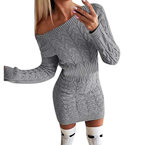 Azruma Damen Sexy Strickkleid Elegant Zopfmuster Schulterfrei Mini Pullikleid Slim Fit Langarm Einfarbig Pulloverkleid Herbst Winter Warme Minikleid Wickelkleid Etuikleid Winterkleid Strickpullover Azruma Damen Sexy Strickkleid Elegant Zopfmuster Schulterfrei Mini Pullikleid Slim Fit Langarm Einfarbig Pulloverkleid Herbst Winter Warme Minikleid Wickelkleid Etuikleid Winterkleid Strickpullover von Azruma