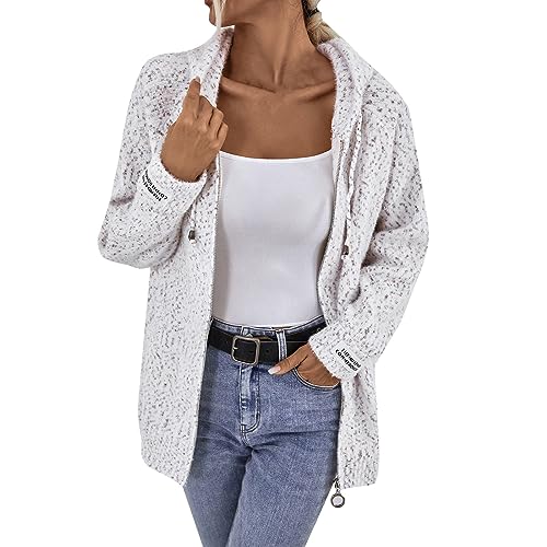 Azruma Damen Strickjacke Jeansjacke Mädchen Damen Blazer Sportlich Frauen Weiche Einfarbig Zip Up Langarm Hoodie Strickmantel Mit Taschen Elegant Lange Ärmel Sweatjacke Damen-Jogginganzüge (Beige, S) Azruma Damen Strickjacke Jeansjacke Mädchen Damen Blazer Sportlich Frauen Weiche Einfarbig Zip Up Langarm Hoodie Strickmantel Mit Taschen Elegant Lange Ärmel Sweatjacke Damen-Jogginganzüge (Beige, S) von Azruma