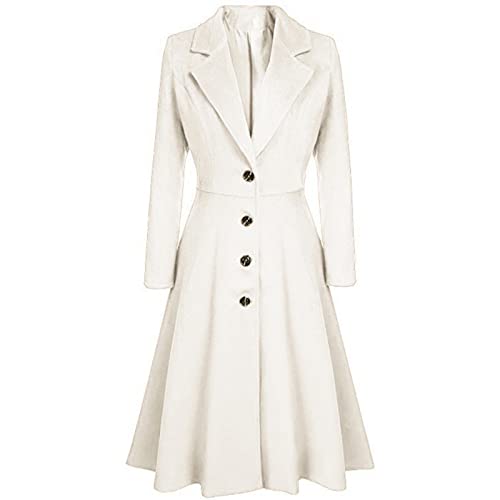 Azruma Damen Wollmantel Lang Vintage Rüschen Revers Einreiher Langarm Einfarbig Mäntel Elegante Slim Fit Outdoor Trenchcoat Herbst Winter Warmer Trenchjacke Windjacke Frauenmantel Übergangsmantel Azruma Damen Wollmantel Lang Vintage Rüschen Revers Einreiher Langarm Einfarbig Mäntel Elegante Slim Fit Outdoor Trenchcoat Herbst Winter Warmer Trenchjacke Windjacke Frauenmantel Übergangsmantel von Azruma