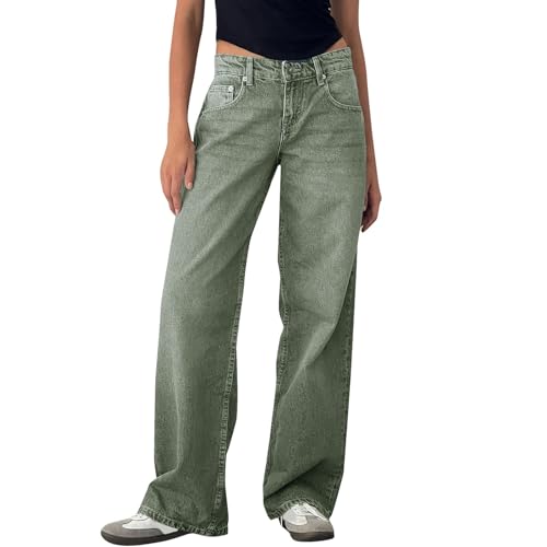 Azruma Deals of The Day, Hose Schwarz Hose Damen Sommer Weites Bein Y2K Weite Hose Palazzo Pants High Waist Weite Hosen Mit Taschen Elegant Damenhose Stoffhose Damen Goldene Hose Damen(A08 Khaki,XL) von Azruma