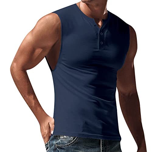 Azruma Feuerwehr T-Shirt Gym Tops Unterhemden Jungen Sommer Einfarbig ÄRmelloses Oversize Henley Shirt Mit Knopfleiste Slim Fit V-Ausschnitt ÄRmellos Tank Tops T-Shirt Weiß (Marine, 6XL) von Azruma