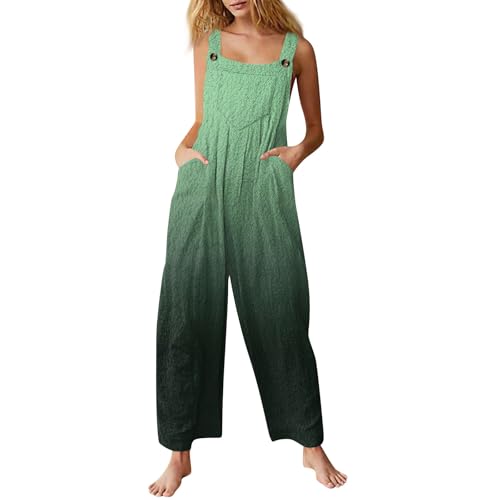 Azruma Gutscheine, Einteiler Damen Hausanzug Damen Jumpsuit Damen Overall Ärmellos Leicht Und Luftig Latzhose Elegant Schick Sommerhose Fleece Pyjama Damen Kuschelanzug Damen Flauschig(A02 Green,S) von Azruma