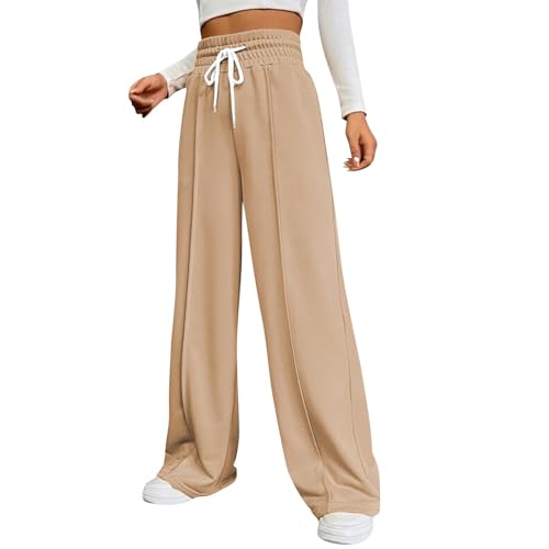 Azruma Gutscheine Zum Selber Ausfüllen, Bein Damen Hose Weitem Bein Damen Y2K Weite Hose Palazzo Pants High Waist Weite Hosen Mit Taschen Elegant Damenhose Yoga Hose Bauch Weg Hose(Khaki,XXL) von Azruma