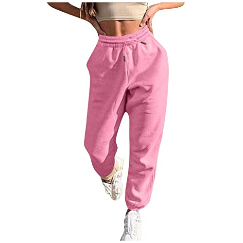 Azruma Hosenanzug Damen Leggings Damen Schwarz Damen Jogginghose Warm Leichte Zweifarbige Patchwark Stretch Lang High Waist Schlupfhose Mit Kordelzug Und Taschen Weisse Jogginghosen Frauen(3-Pink,L) von Azruma