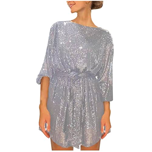 Azruma Kleid Damen kurz Kleider Damen festlich Christmas Kleid Damen&I3 Sexy Pailletten Rundhals Mini Kleid Elegant Langarm Kurz Kleid Sommer Party midikleid Silber M Azruma Kleid Damen kurz Kleider Damen festlich Christmas Kleid Damen&I3 Sexy Pailletten Rundhals Mini Kleid Elegant Langarm Kurz Kleid Sommer Party midikleid Silber M von Azruma
