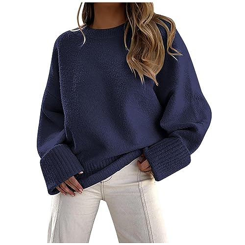 Azruma Langarmshirt Damen Daunenjacke Damen Flauschiger Pullover Damen Frauen Herbst Winter Warm Teddyfleece Einfarbig Rundhals Langarm Sweatshirt Oversized Fleece Lang Ärmeln Sweater (Dunkelblau, L) Azruma Langarmshirt Damen Daunenjacke Damen Flauschiger Pullover Damen Frauen Herbst Winter Warm Teddyfleece Einfarbig Rundhals Langarm Sweatshirt Oversized Fleece Lang Ärmeln Sweater (Dunkelblau, L) von Azruma
