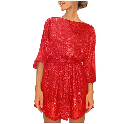 Azruma Oversize Kleid Damen Winter Tunika Damen Langarm Sweatshirt Kleid Damen&I3 Sexy Pailletten Rundhals Mini Kleid Elegant Langarm Kurz Kleid Sommer Party trägerkleider Rot XXL Azruma Oversize Kleid Damen Winter Tunika Damen Langarm Sweatshirt Kleid Damen&I3 Sexy Pailletten Rundhals Mini Kleid Elegant Langarm Kurz Kleid Sommer Party trägerkleider Rot XXL von Azruma
