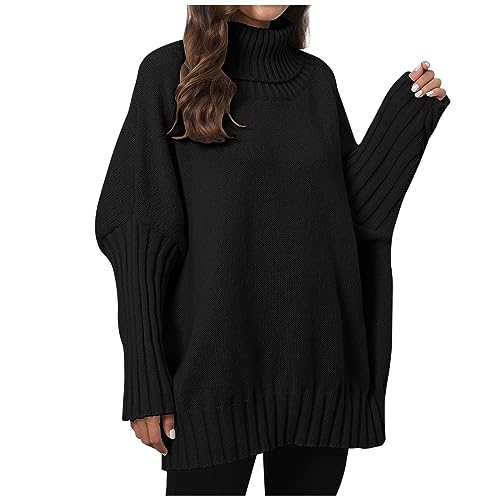 Azruma Pullover Mit Protektoren Hoody Damen Mit Kapuze Langarm Shirts Damen Frauen Elegant Einfarbig Stricken Rollkragen Langarm Oversize Pulli Warm Lang Ärmeln Lang Sweater (Schwarz, Einheitsgröße) Azruma Pullover Mit Protektoren Hoody Damen Mit Kapuze Langarm Shirts Damen Frauen Elegant Einfarbig Stricken Rollkragen Langarm Oversize Pulli Warm Lang Ärmeln Lang Sweater (Schwarz, Einheitsgröße) von Azruma