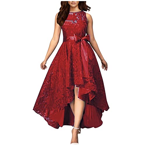 Azruma Sommerkleid Midi Jugendweihe Kleider Umstandskleid Festlich Damen Spitzenkleid Schulterfrei Spitze Patchwork Asymmetrisches RüSchen Lang Kleider Mit GüRtel Sommer Kleidung FüR Damen (Rot, XL) Azruma Sommerkleid Midi Jugendweihe Kleider Umstandskleid Festlich Damen Spitzenkleid Schulterfrei Spitze Patchwork Asymmetrisches RüSchen Lang Kleider Mit GüRtel Sommer Kleidung FüR Damen (Rot, XL) von Azruma