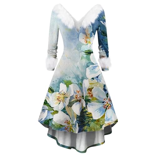 Azruma Strickkleid Mädchen Weihnachtskleid Hippie Kleidung Damen Spaghettiträger-Kleid Frauen Übergröße Drucken Plüsch V-Ausschnitt Lange Ärmel Asymmetrisch Swing A-Linien Kleider (3-Light Blue, 5XL) Azruma Strickkleid Mädchen Weihnachtskleid Hippie Kleidung Damen Spaghettiträger-Kleid Frauen Übergröße Drucken Plüsch V-Ausschnitt Lange Ärmel Asymmetrisch Swing A-Linien Kleider (3-Light Blue, 5XL) von Azruma
