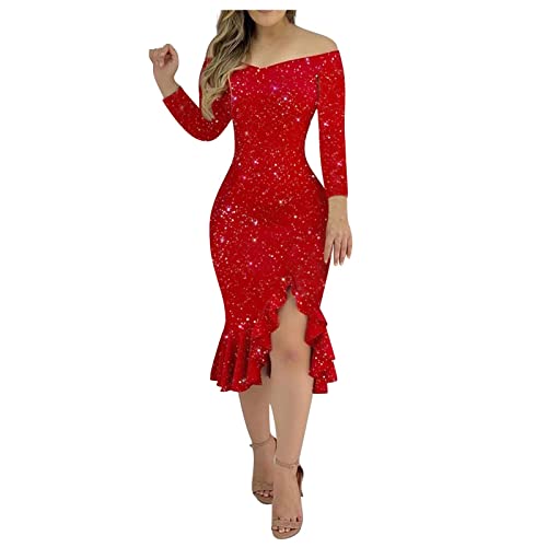 Azruma Strickkleid Weihnachts Kleider Frau Hoodie Kleid Damen&I3 Sexy Pailletten Rüschen Split V-Ausschnitt Kleid Elegant Bodycon Langarm Midi Kleid Sommer Party Shirtkleid Rot XL Azruma Strickkleid Weihnachts Kleider Frau Hoodie Kleid Damen&I3 Sexy Pailletten Rüschen Split V-Ausschnitt Kleid Elegant Bodycon Langarm Midi Kleid Sommer Party Shirtkleid Rot XL von Azruma