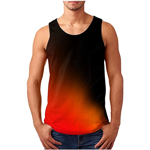 Azruma T-Shirt Herren Schwarz Longshirt Herren Blusenshirt Sommer Drucken ÄRmelloses Achselshirts Casual ÄRmellos Shirt Basic Tanktop Gym Fitness Shirts 4XL T-Shirt Herren (Red-2, XXL) von Azruma